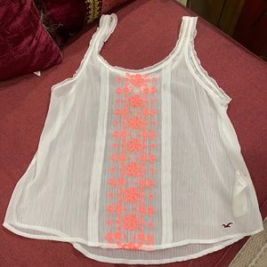 Hollister sheer white and neon pink tank